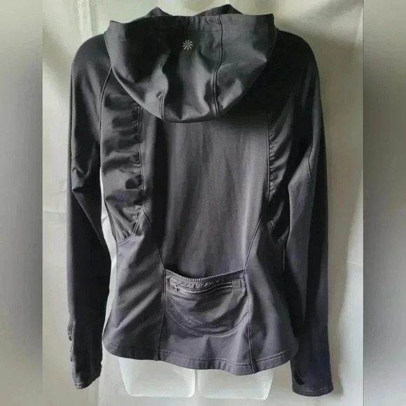 Athleta Grey Workout Athletic Zip Hoodie Jacket With Back Pocket Size Medium - Picture 2 of 16